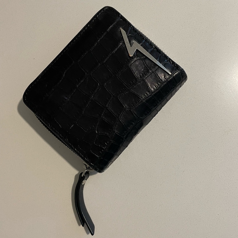Giuseppe Zanotti Black Croc print leather wallet.